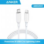 Anker A8832H21 0.9m/3ft PowerLine III USB-C to Lightning Cable – White 