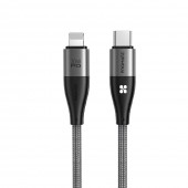 Promate iCord‐PD20 20W Power Delivery High Tensile Strength Lightning Cable, Black
