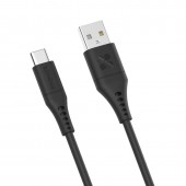 Promate PowerLink‐120 Ultra-Fast USB-A to USB-C Soft Silicone cable, Black