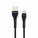 Promate VigoRay‐C 2A Type-C™ Cable with 1.2m Tangle Free Cord and Long Bend Lifespan, Black